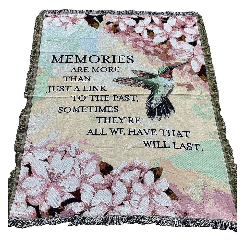 Hummingbird Tapestry Throw Blanket 63x50" Memories Are More Than A Link Saying